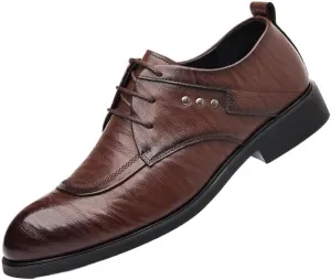 Mens Derby Shoes Genuine Leather Fashion Breathable Prom Business Wedding Dress Shoes Classic Lace-up Classic Low Top Leather Dress Shoes(6)