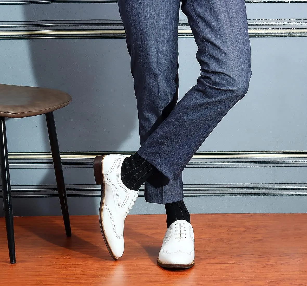 Mens Dress Shoes Business Formal Lace up Oxford Shoes for Men Ivory White