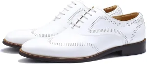Mens Dress Shoes Business Formal Lace up Oxford Shoes for Men Ivory White