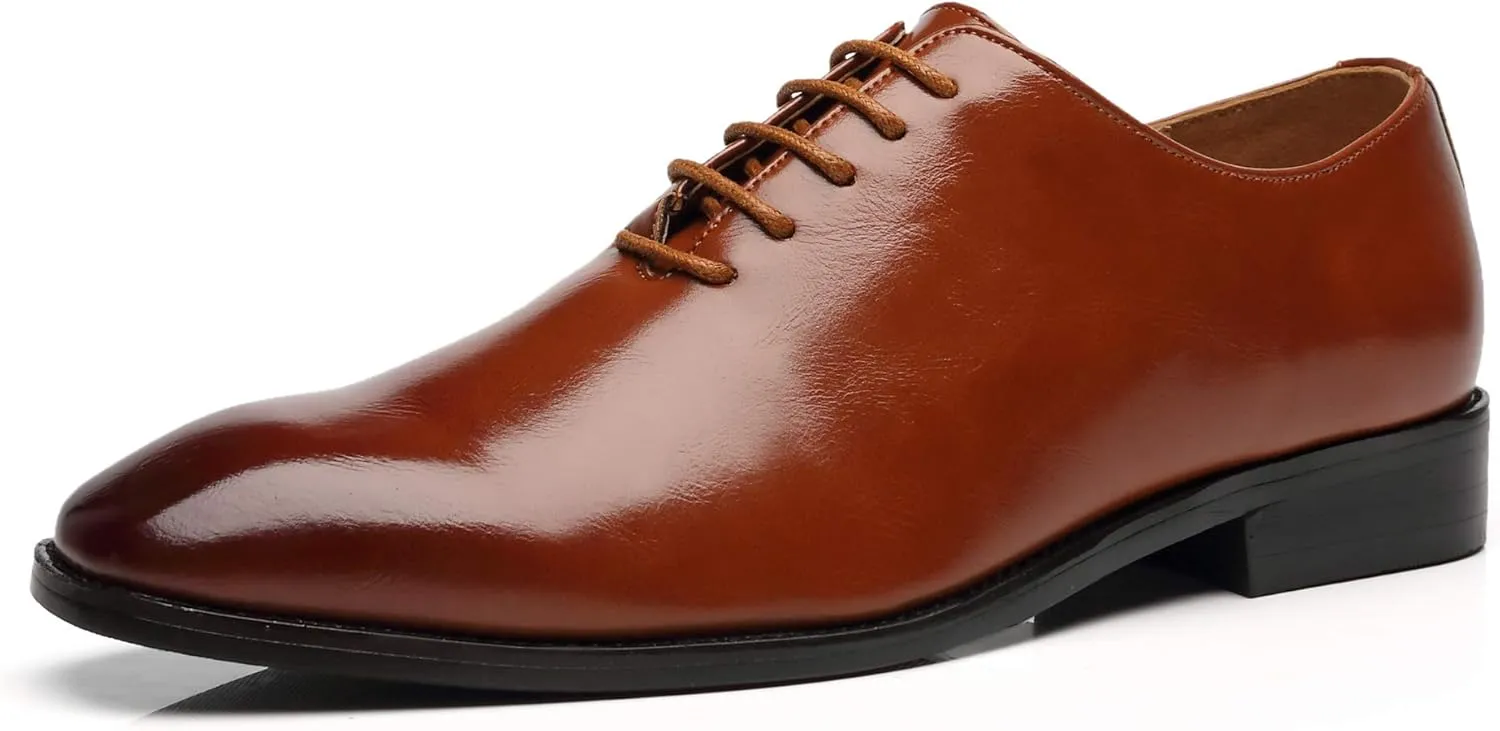 Mens Dress Shoes Wholecut Oxford Fashion Formal Leather Lace Up Shoes for Men