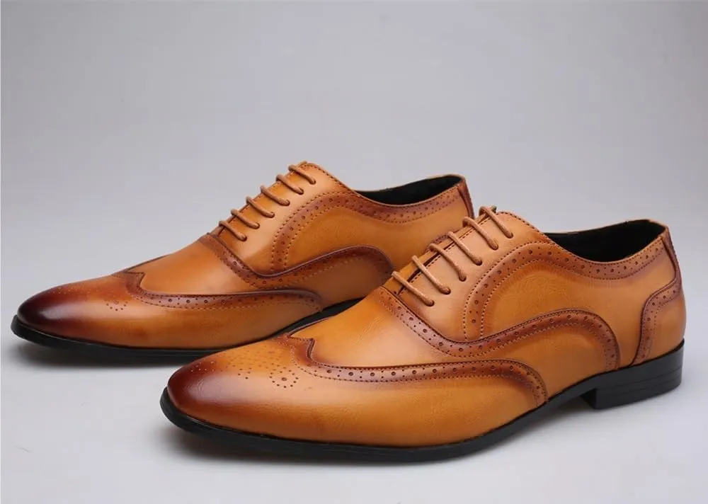 Men's Dress Shoes Wide Width Brogue Solid Business Fashion Summer Style Shoes Leather Men's Leisure Breathable Men's Leather Shoes Leather Dress Shoes