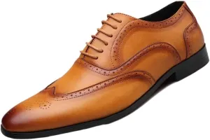 Men's Dress Shoes Wide Width Brogue Solid Business Fashion Summer Style Shoes Leather Men's Leisure Breathable Men's Leather Shoes Leather Dress Shoes