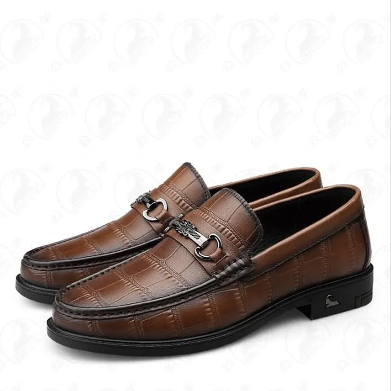 Men's Dress Slip-on Classic Loafers Formal Shoes Two Tone Leather Loafers Shoes Non-Slip Lug Sole