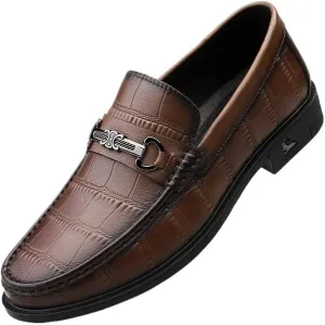 Men's Dress Slip-on Classic Loafers Formal Shoes Two Tone Leather Loafers Shoes Non-Slip Lug Sole
