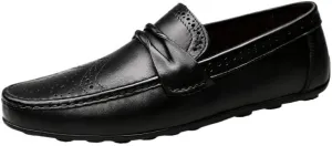 Mens Driving Loafers Pu Leather Vintage Solid Color Anti-Slip Non Classic Slip On
