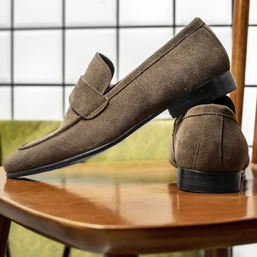 Mens Handmade Leather Slip On Mens Suede Loafers for Business Dinners