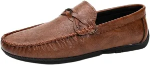 Mens Leather Loafers Lightweight Anti Slip Comfortable Flat Heel Classic Casual Shoes Outdoor Walking Driving Shoes