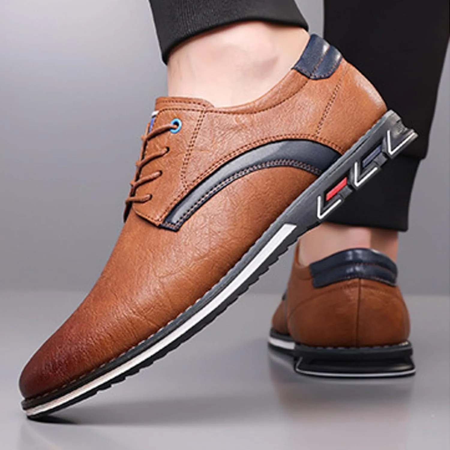Mens Leather Sneakers Non Slip Flat Business Shoes Lined Derby for Men Matte Leather Shoes with Supple and Durable Upper Waterproof Business Formal Boots with Cushion Sole