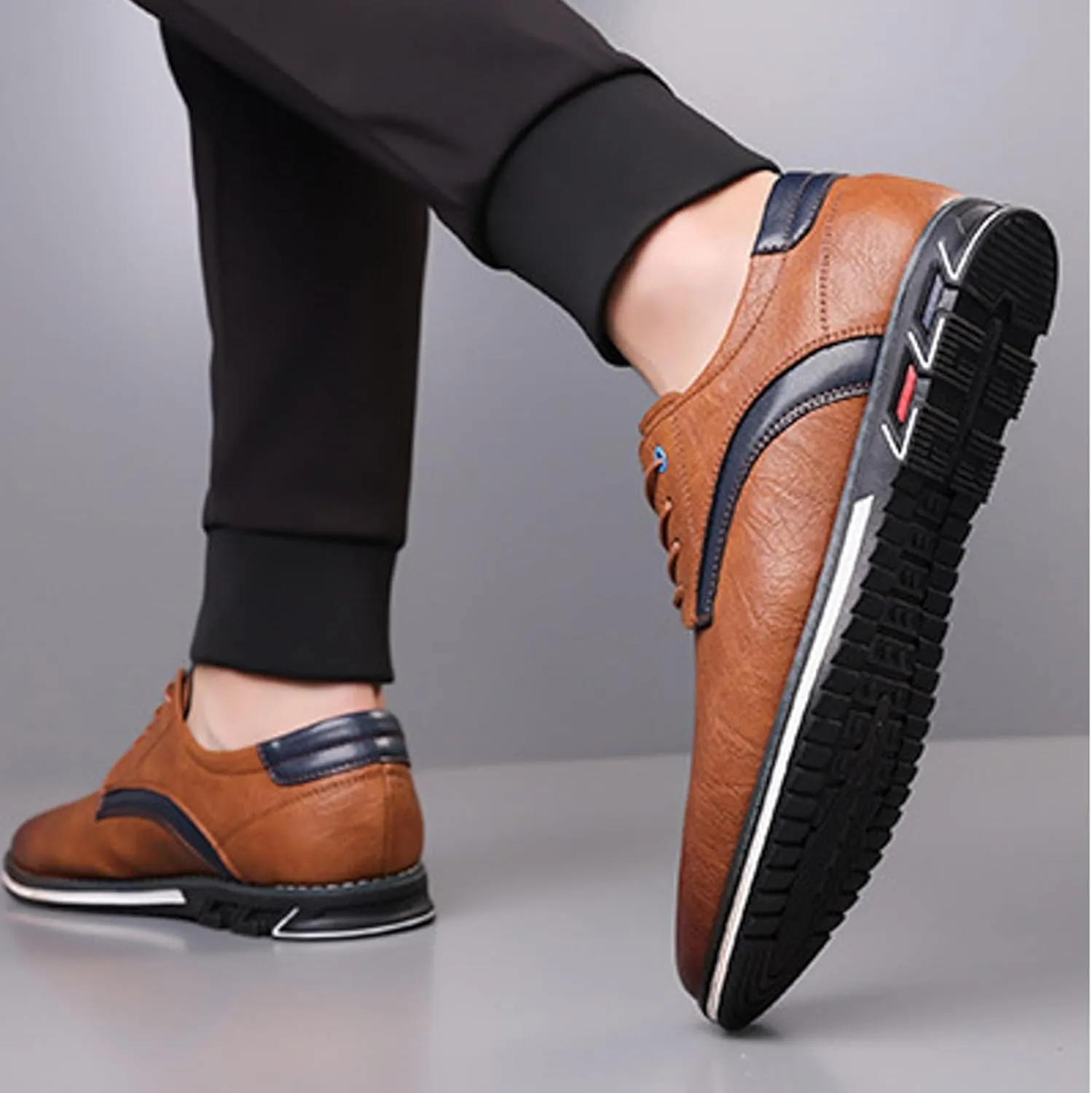 Mens Leather Sneakers Non Slip Flat Business Shoes Lined Derby for Men Matte Leather Shoes with Supple and Durable Upper Waterproof Business Formal Boots with Cushion Sole
