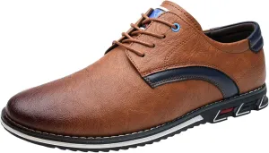 Mens Leather Sneakers Non Slip Flat Business Shoes Lined Derby for Men Matte Leather Shoes with Supple and Durable Upper Waterproof Business Formal Boots with Cushion Sole