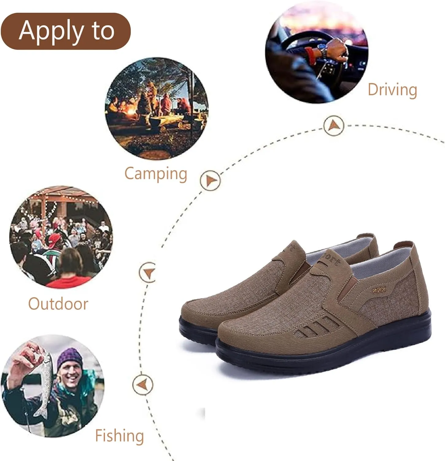 Mens Loafers Casual Lightweight Canvas Walking Breathable Soft Sole Work Non-Slip Driving Shoes