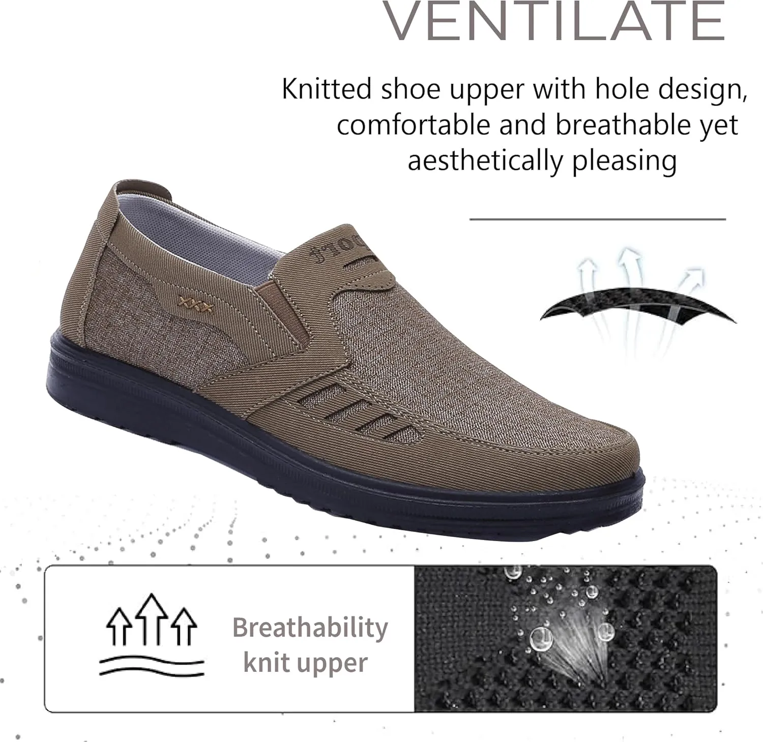 Mens Loafers Casual Lightweight Canvas Walking Breathable Soft Sole Work Non-Slip Driving Shoes