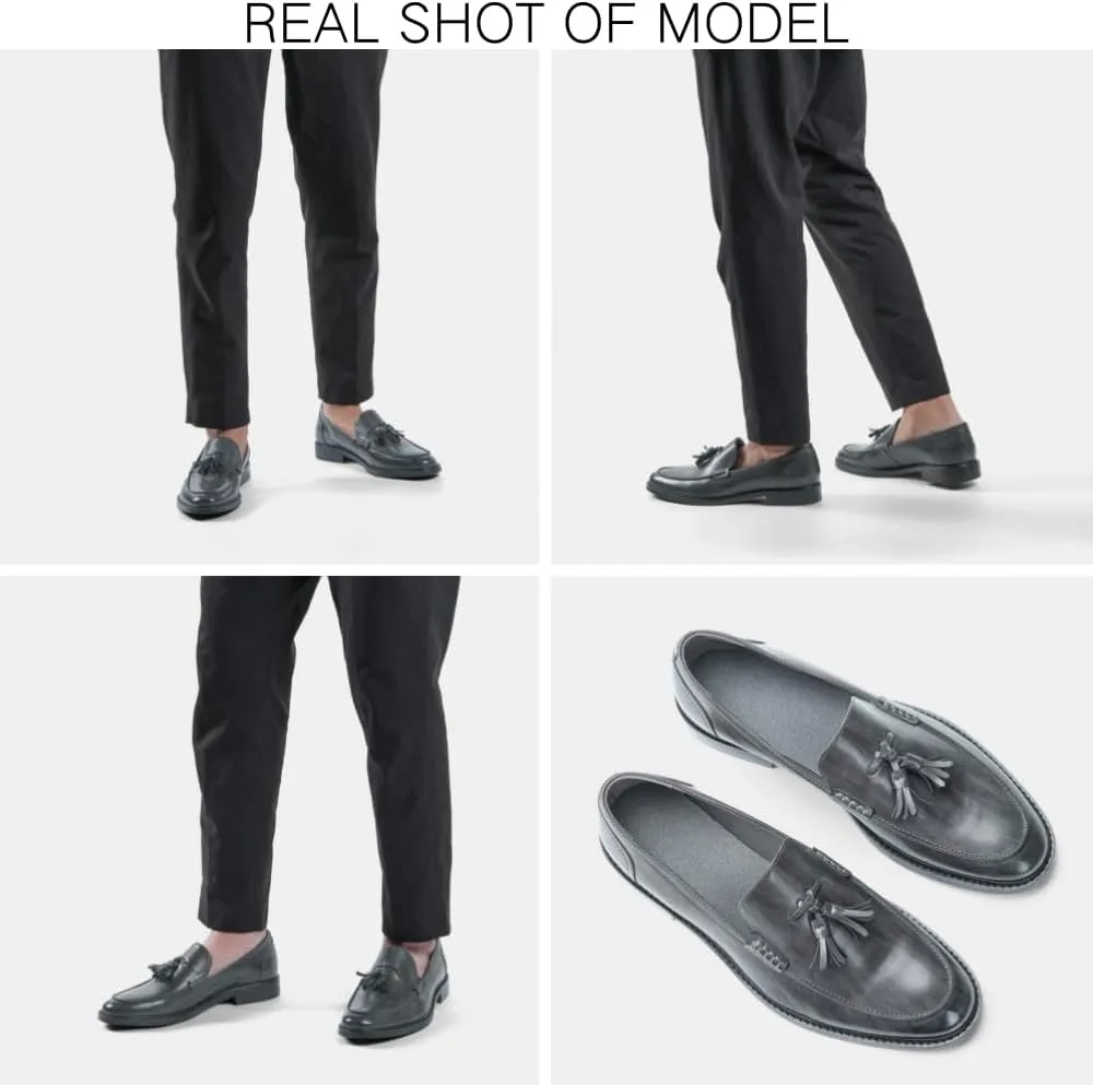 Men's Loafers Classic Slip-on Penny Loafers for Men Formal Oxfords Shoes Business Casual Dress Tassel Wooden Sole Loafers
