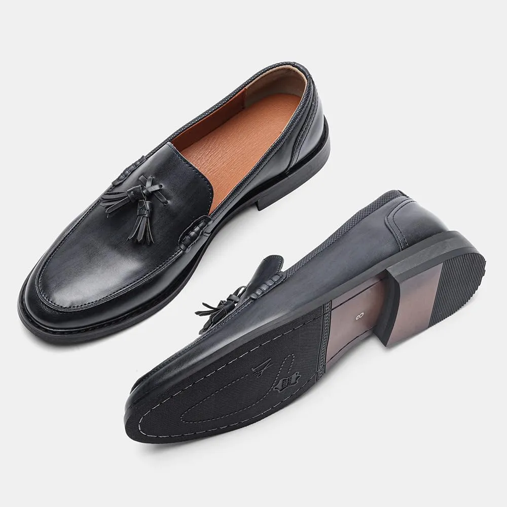 Men's Loafers Classic Slip-on Penny Loafers for Men Formal Oxfords Shoes Business Casual Dress Tassel Wooden Sole Loafers