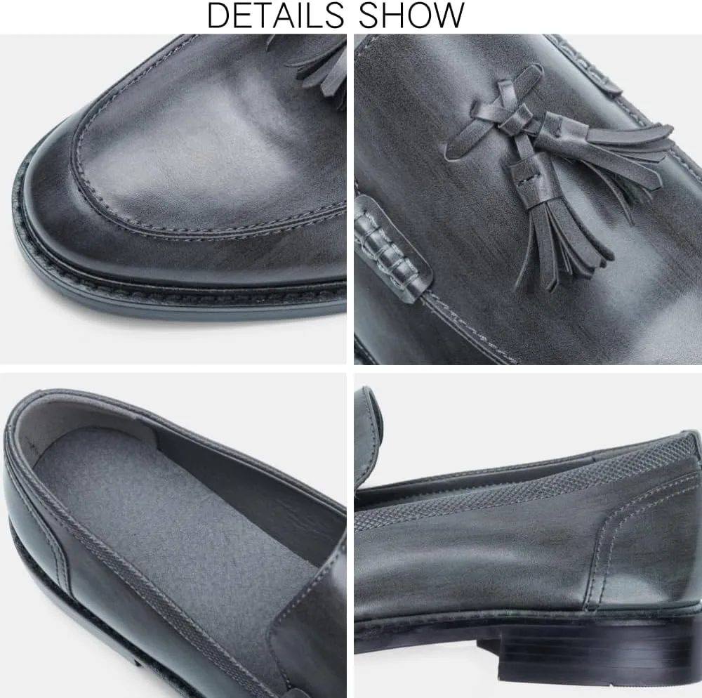 Men's Loafers Classic Slip-on Penny Loafers for Men Formal Oxfords Shoes Business Casual Dress Tassel Wooden Sole Loafers