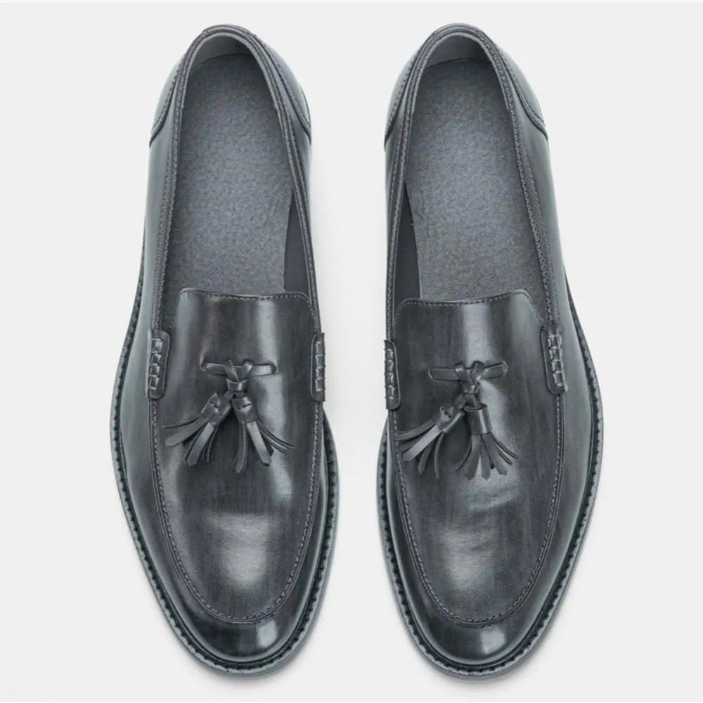 Men's Loafers Classic Slip-on Penny Loafers for Men Formal Oxfords Shoes Business Casual Dress Tassel Wooden Sole Loafers