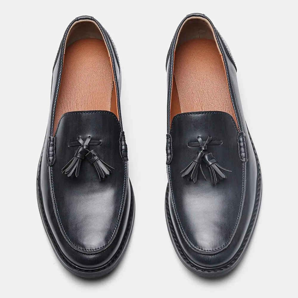 Men's Loafers Classic Slip-on Penny Loafers for Men Formal Oxfords Shoes Business Casual Dress Tassel Wooden Sole Loafers