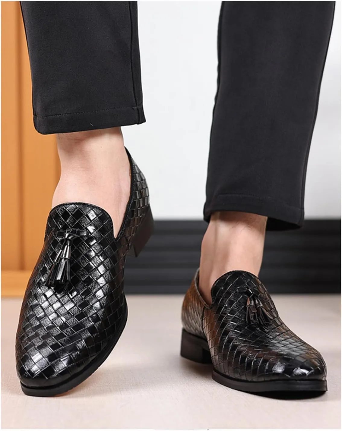 Men's Loafers Dress Shoes Classic Oxfords Comfy Slip-On Flats with Tassels Wedding Party Shoes