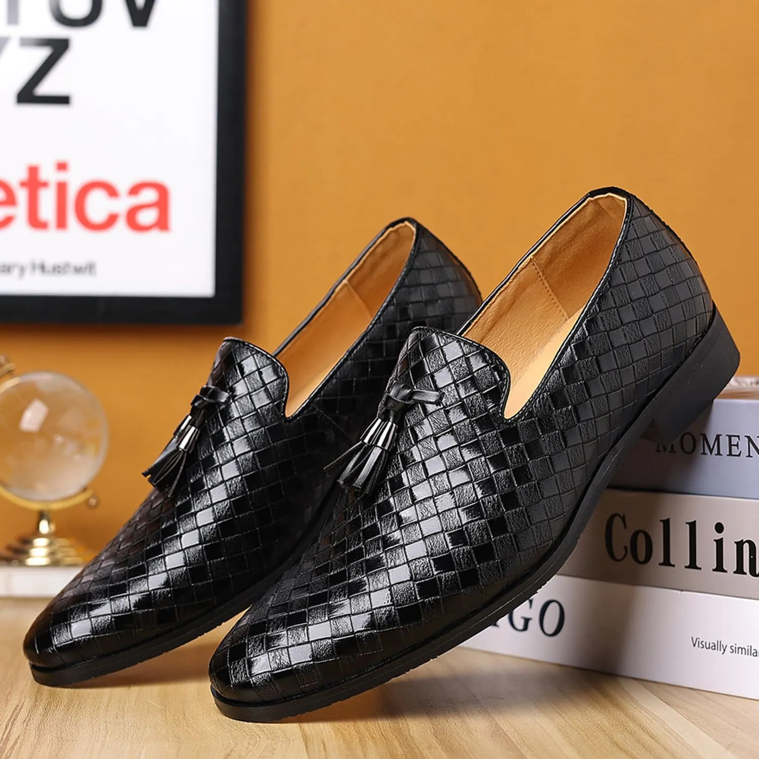 Men's Loafers Dress Shoes Classic Oxfords Comfy Slip-On Flats with Tassels Wedding Party Shoes