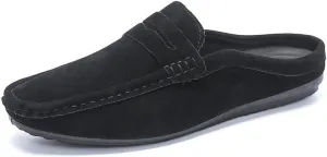 Mens Loafers Shoe Round Toe Suede Vamp Penny Half Loafers Shoes Resistant Comfortable Anti-Slip Classic Outdoor Slip On