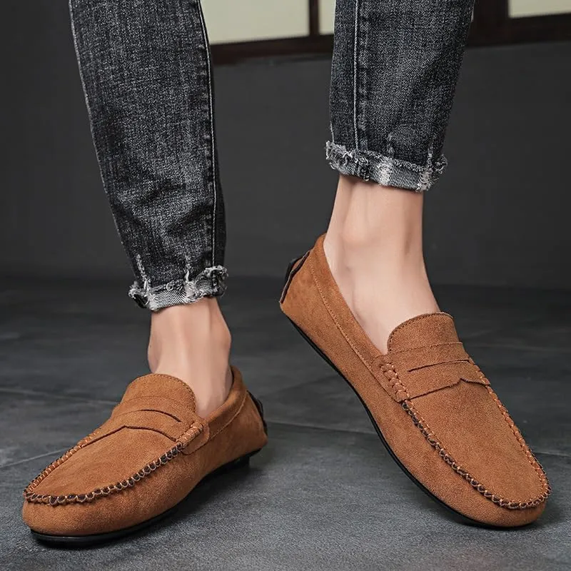 Men's Loafers Shoes Round Toe Suede Vamp Penny Driving Loafers Resistant Comfortable Anti-Slip Classic Party Slip On