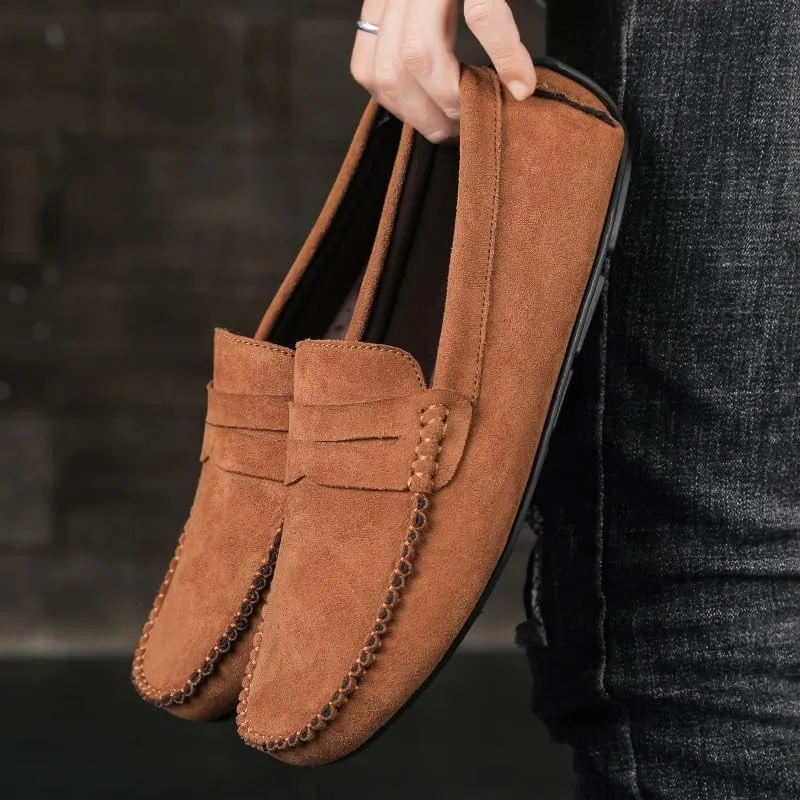 Men's Loafers Shoes Round Toe Suede Vamp Penny Driving Loafers Resistant Comfortable Anti-Slip Classic Party Slip On