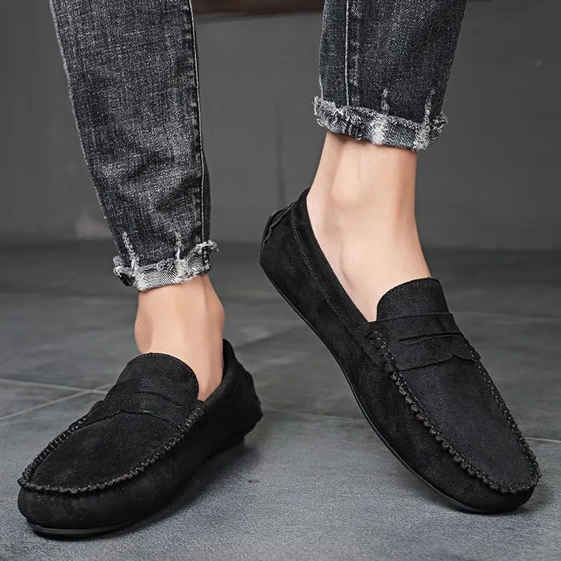 Men's Loafers Shoes Round Toe Suede Vamp Penny Driving Loafers Resistant Comfortable Anti-Slip Classic Party Slip On