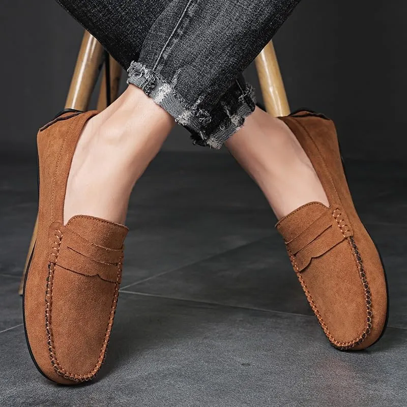 Men's Loafers Shoes Round Toe Suede Vamp Penny Driving Loafers Resistant Comfortable Anti-Slip Classic Party Slip On