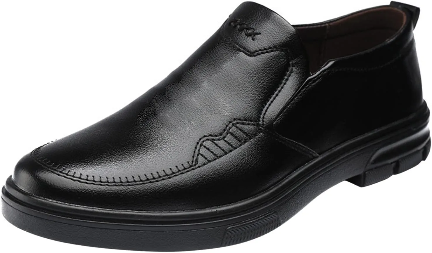 Mens Matte Leather Shoes Durable Thick Sole Dress Shoe Comfortable Business Formal Shoes Waterproof Daily Work Oxfords for Men Arch Support Walking Sneakers Cool Dating Leather Shoe