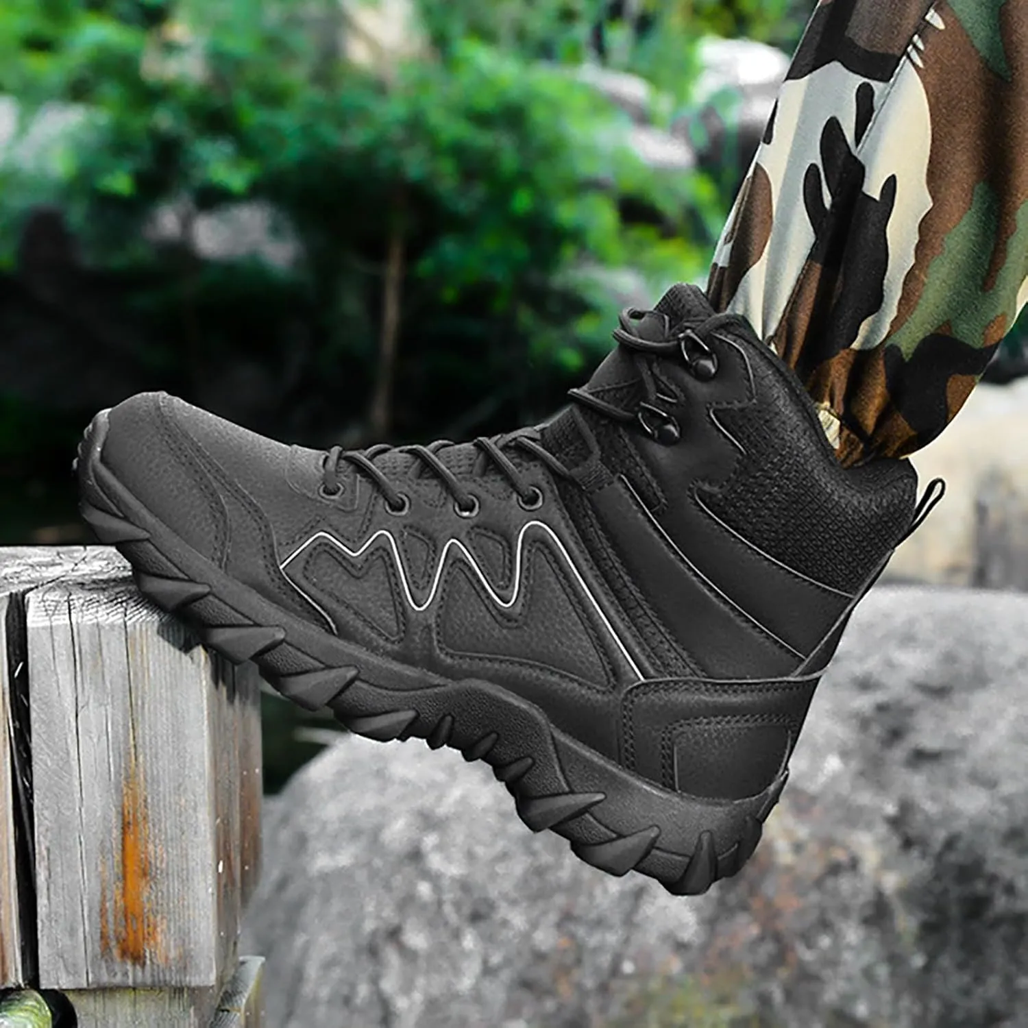 Mens Military Tactical Boots Combat Boots Breathable Police Patrol Boots Army Boots Waterproof Hiking Boots