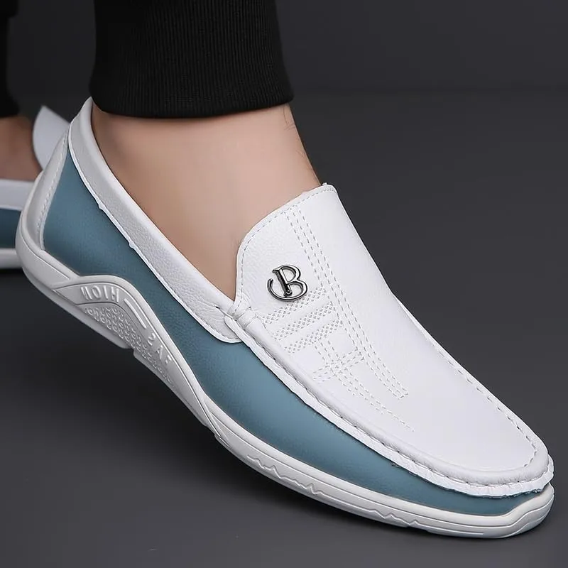 Mens Moccasins Commuter Slip-Resistant Lightweight Breathable Easy to Walk Slip-On Shoes with Non-Slip Sole Daily Soft Sole Casual Shoes