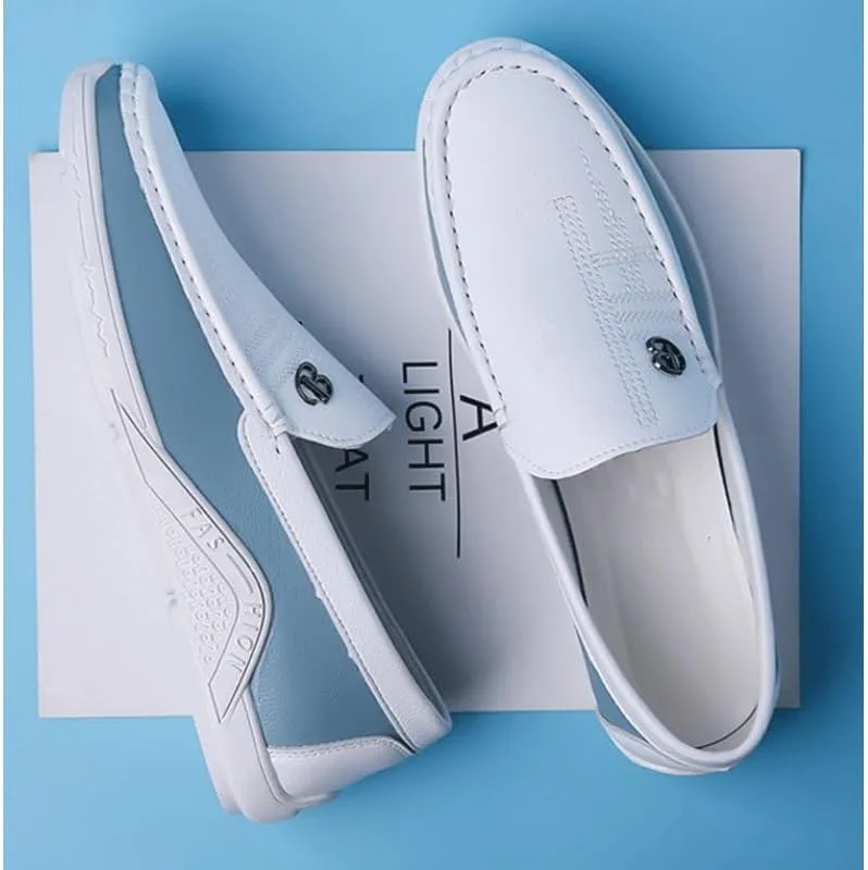 Mens Moccasins Commuter Slip-Resistant Lightweight Breathable Easy to Walk Slip-On Shoes with Non-Slip Sole Daily Soft Sole Casual Shoes