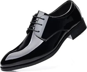 Men's Patent Leather Oxford Formal Business Dress Shoes Slip-Resistance Modern Suit Tuxedo Shoes for Men