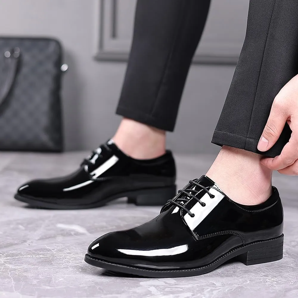 Men's Patent Leather Oxford Formal Business Dress Shoes Slip-Resistance Modern Suit Tuxedo Shoes for Men