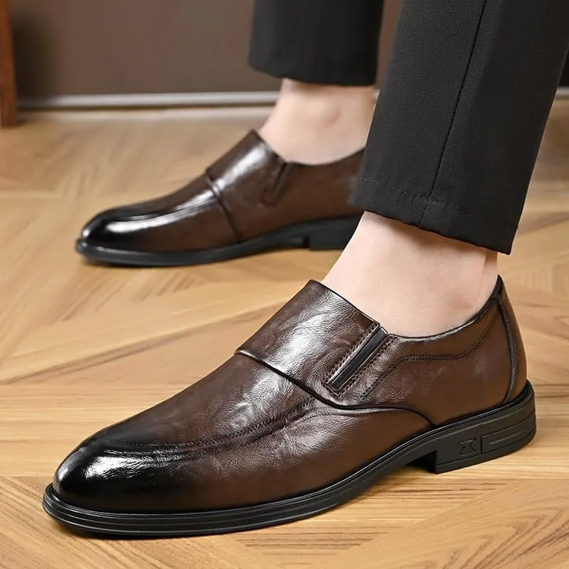 Men’s Platform Slip-On Derby Shoes – Comfortable Formal Business Dress Shoes for Wedding