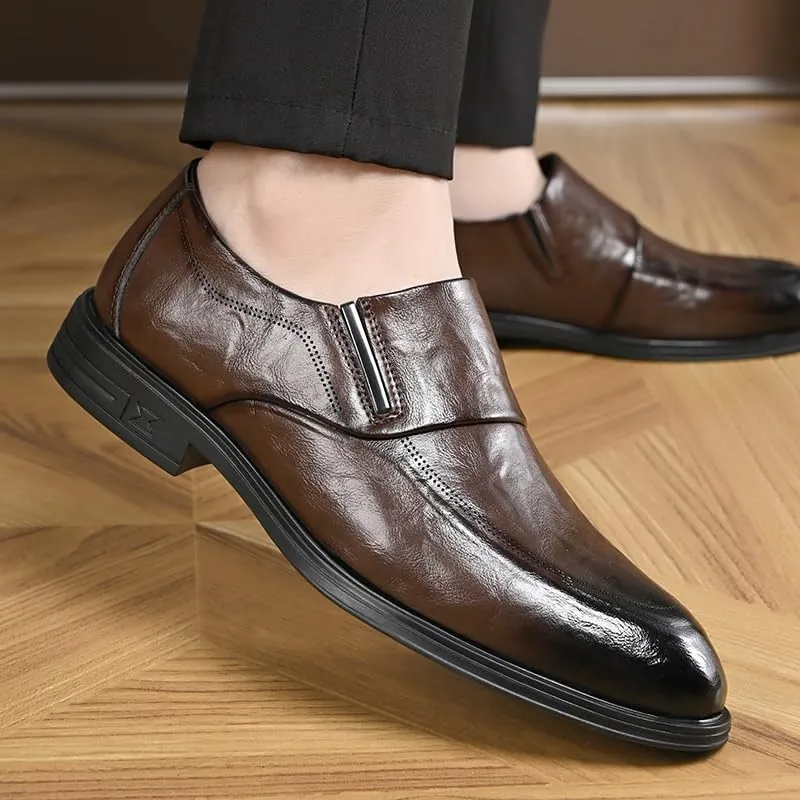 Men’s Platform Slip-On Derby Shoes – Comfortable Formal Business Dress Shoes for Wedding