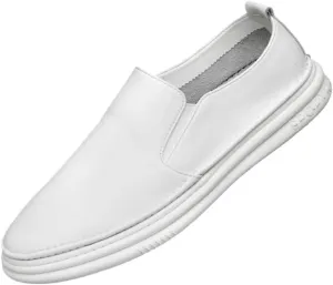 Mens Prom Loafers Faux Leather Classic Round Toe Prom Wedding Anti-Slip Non Slip Rubber Sole Block Heel Low Top Casual Shoe