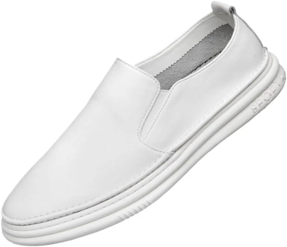 Mens Prom Loafers Faux Leather Classic Round Toe Prom Wedding Anti-Slip Non Slip Rubber Sole Block Heel Low Top Casual Shoe
