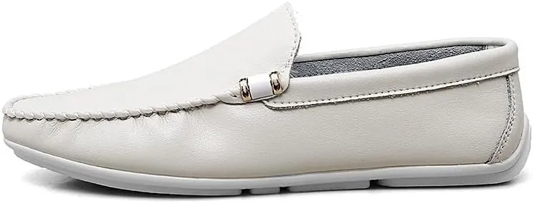 Men's PU Leather Loafers, Classic Round Toe Driving Shoes, Lightweight Flexible Solid Color Slip-Ons for Comfortable Walking