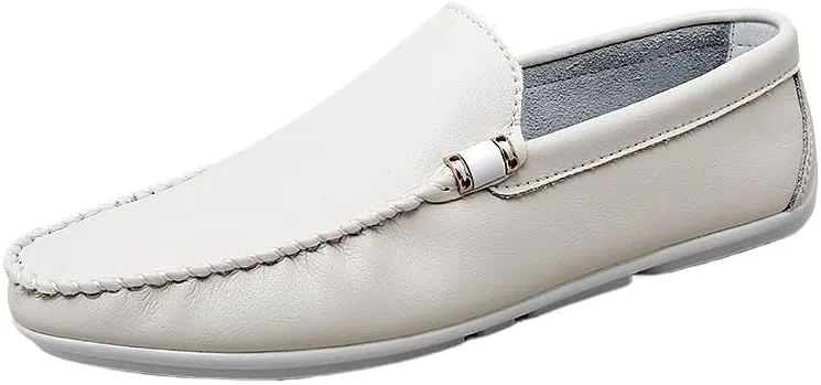 Men's PU Leather Loafers, Classic Round Toe Driving Shoes, Lightweight Flexible Solid Color Slip-Ons for Comfortable Walking