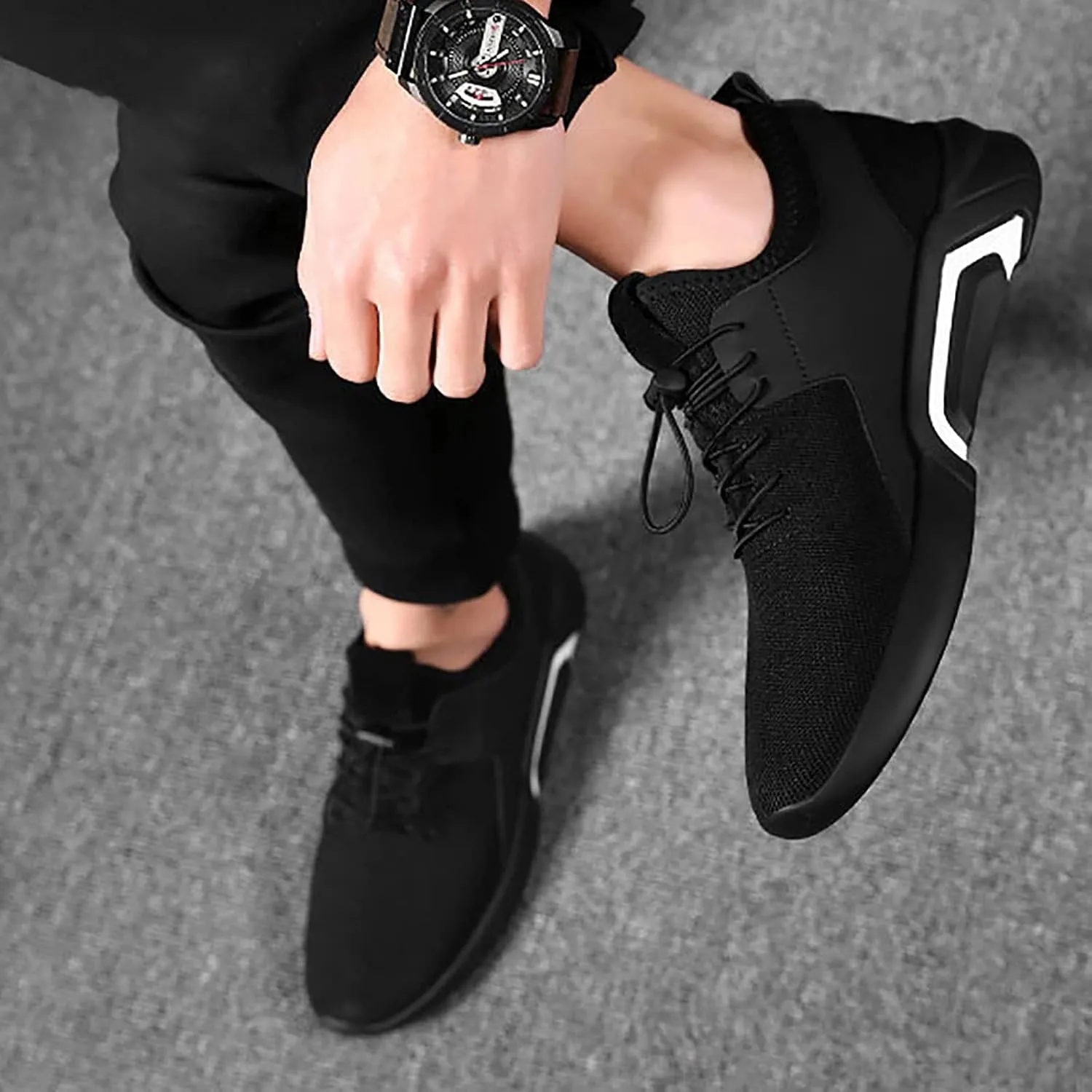Mens Shoes Athletic Sneakers Fashion Lace up Running Walking Shoe Slip on Gym Workout Breathable Footwear Sneaker