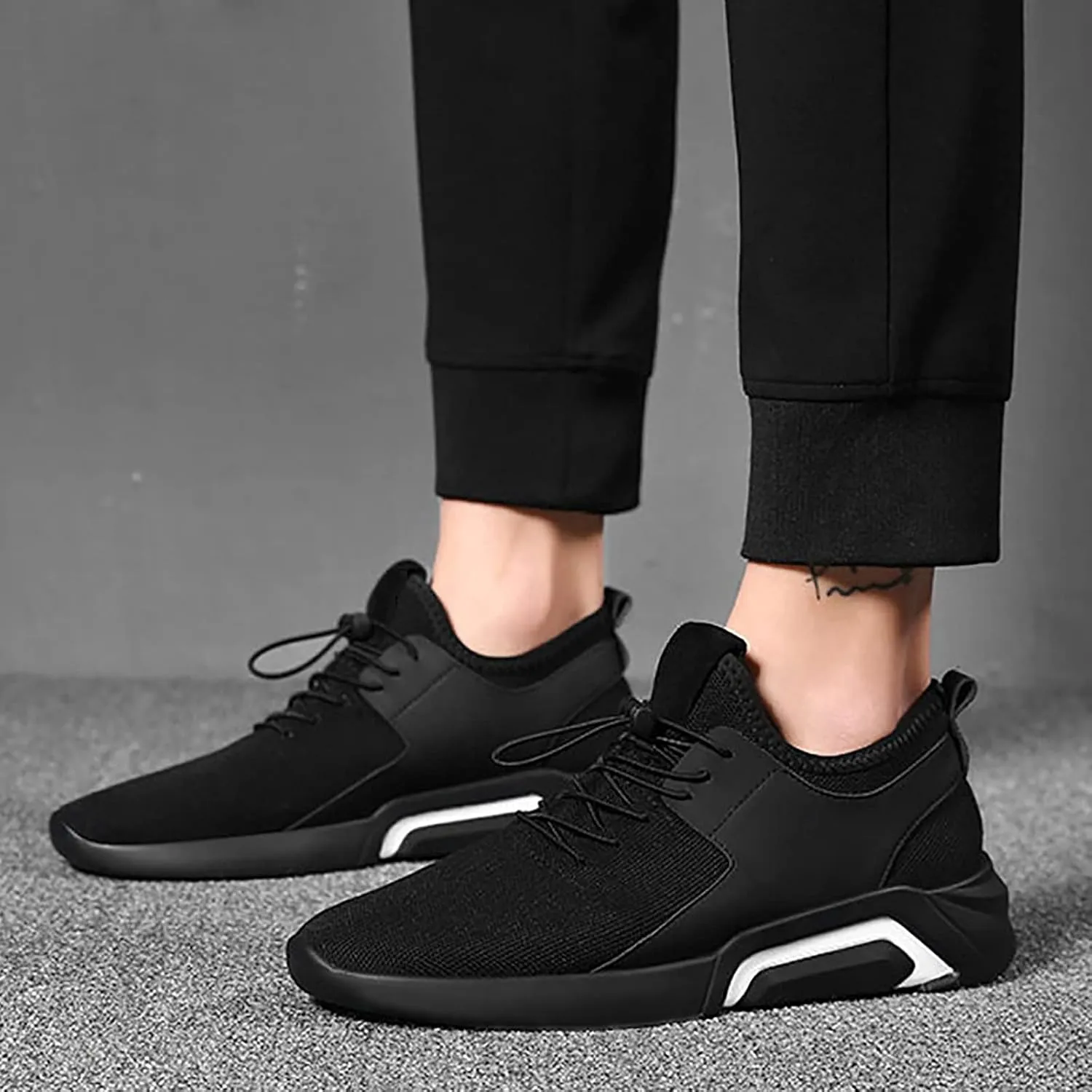 Mens Shoes Athletic Sneakers Fashion Lace up Running Walking Shoe Slip on Gym Workout Breathable Footwear Sneaker