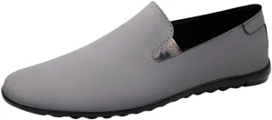 Mens Shoes Leather Party Solid Color Office Non Slip Rubber Sole Low Top Shoe Slip On