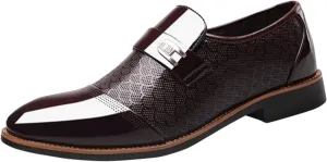 Mens Slip on Leather Shoes Casual Dress Shoes Low Heel Business Formal Shoe for Men Comfortable Daily Work Footwear Non Slip Durable Sole Business Accessories for Men