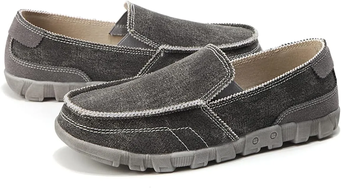 Mens Slip On Shoes Deck Shoes Canvas Loafers Vintage Boat Shoes