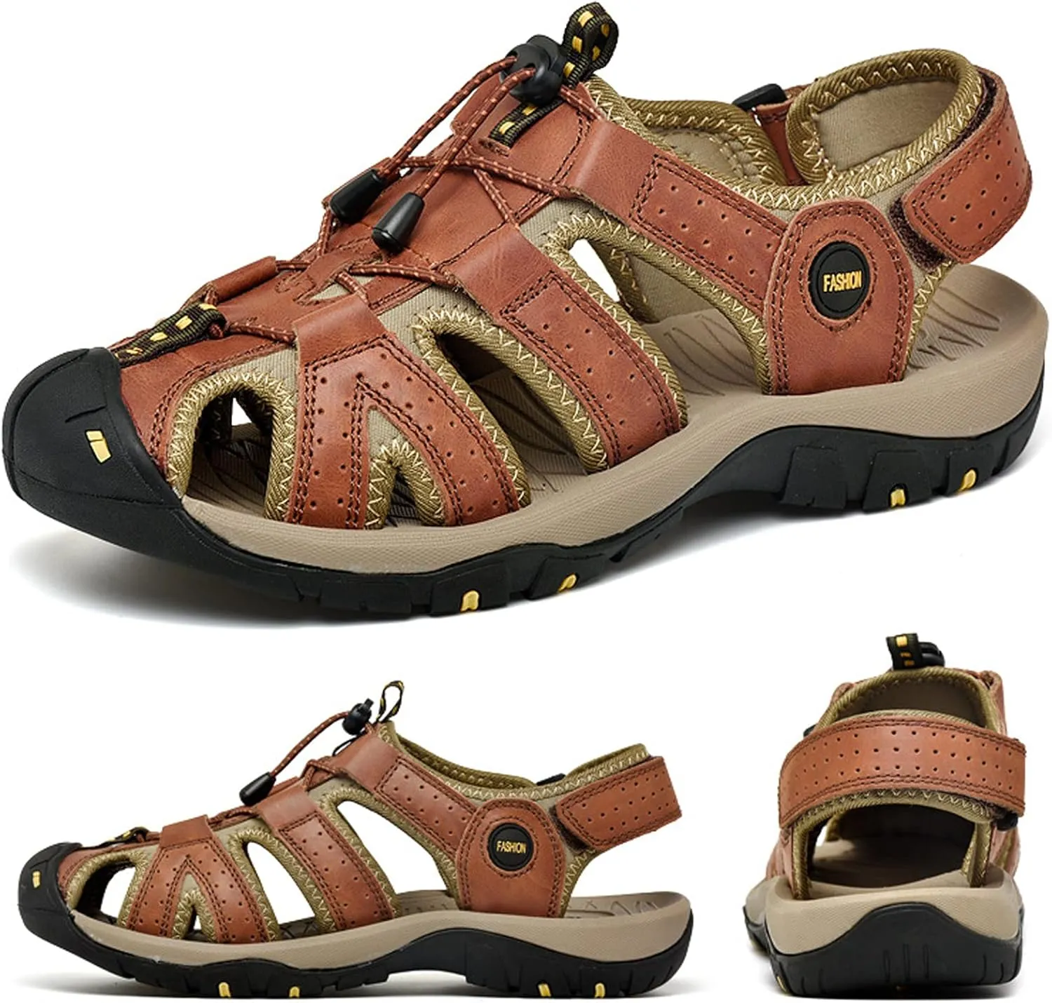 Men's Sport Sandals, Outdoor Hiking Sandals, Closed Toe Water Sandals, Lightweight Sport Sandals for Summer Beach Outdoor Boat Fishing