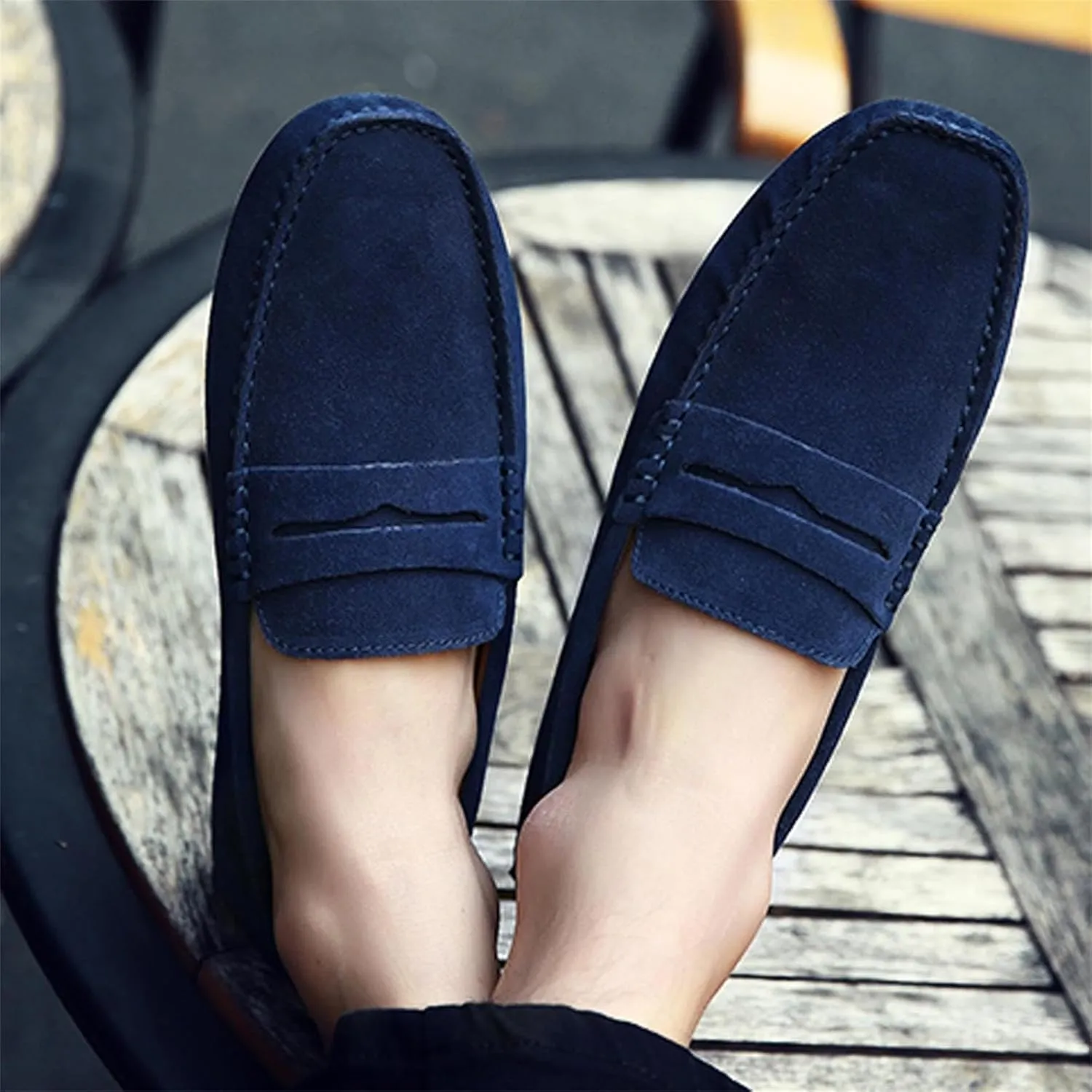 Men's Suede Dress Loafers Slip On Casual Shoes Lightweight Soft Penny Loafers Walking Shoe Driving Boat Shoes for Men