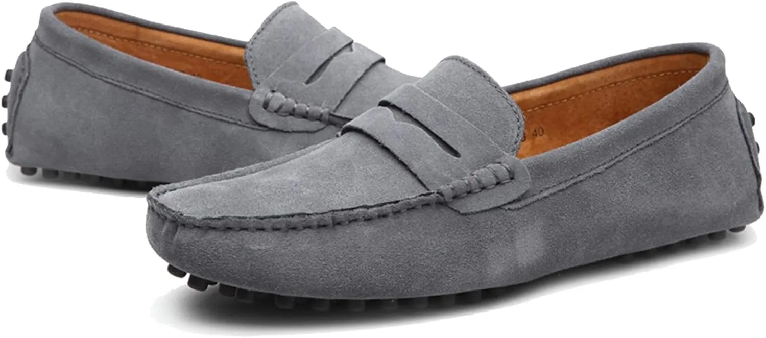 Men's Suede Dress Loafers Slip On Casual Shoes Lightweight Soft Penny Loafers Walking Shoe Driving Boat Shoes for Men