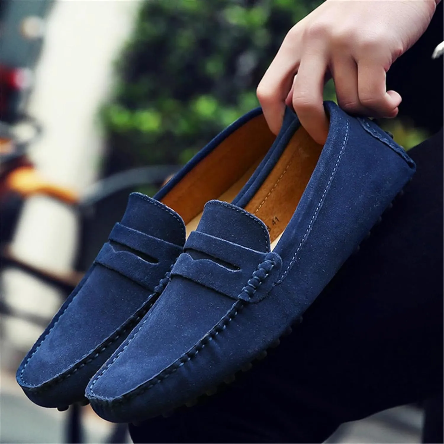 Men's Suede Dress Loafers Slip On Casual Shoes Lightweight Soft Penny Loafers Walking Shoe Driving Boat Shoes for Men