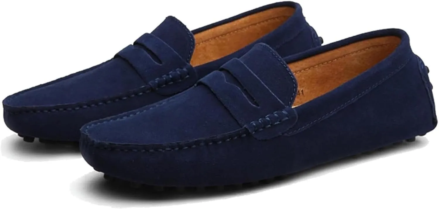 Men's Suede Dress Loafers Slip On Casual Shoes Lightweight Soft Penny Loafers Walking Shoe Driving Boat Shoes for Men